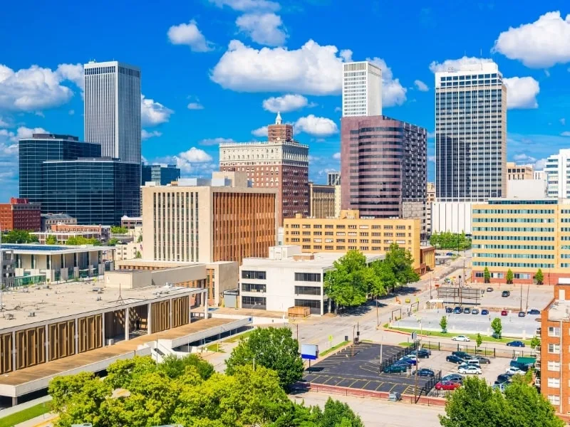 Tulsa, Oklahoma Fence Company Location | VectorFence.com Downtown Tulsa skyline representing Vector Fence’s Tulsa, Oklahoma fence company location.